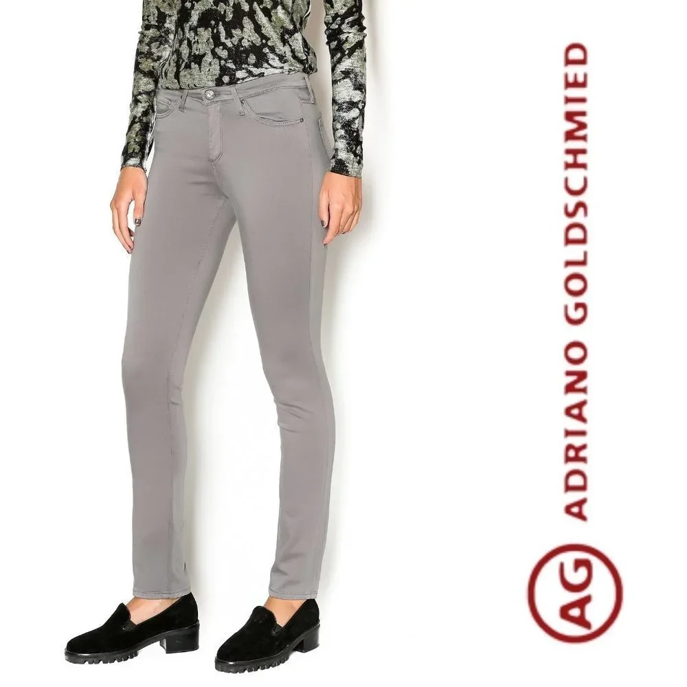 AG Jeans Prima Cigarette Skinny Womens 28R Gray Stretch Sateen $188 Designer EUC